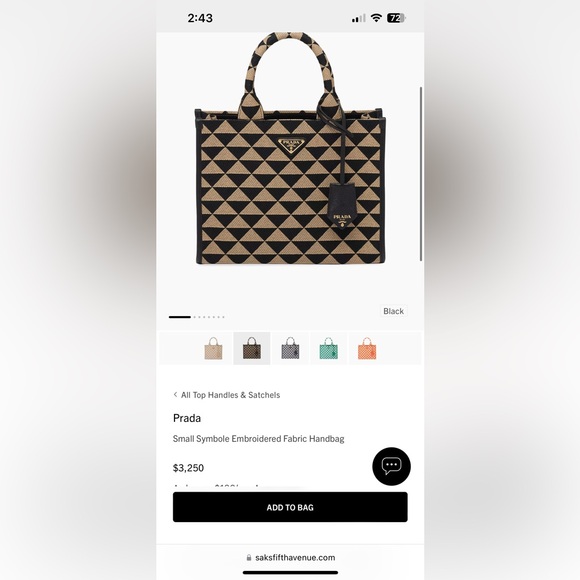 Prada Small Symbole Embroidered Fabric Handbag - Picture 3 of 16